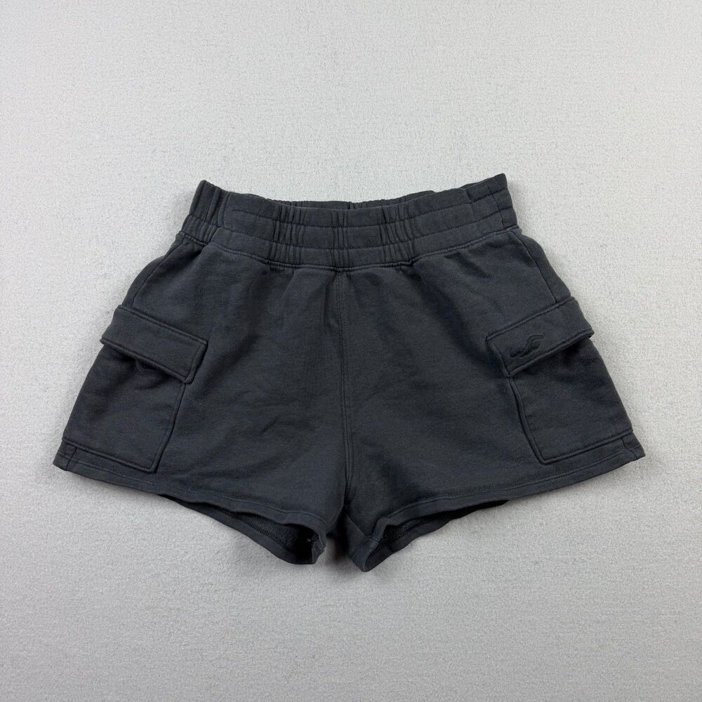 Hollister Y2K Cargo Sweat Shorts Utility Womens XS Black Ultra High Rise 3"